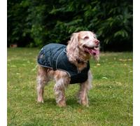 Ancol Heritage Quilted Dog Coat in Green - Waterproof Fleece Lined Pet Jacket with Zipped Harness Hole - Reflective Edging Puppy Apparel - M