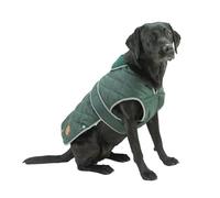 Ancol Heritage Quilted Dog Coat in Green - Waterproof Fleece Lined Pet Jacket with Zipped Harness Hole - Reflective Edging Puppy Apparel - XL