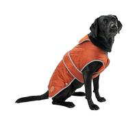 Ancol Heritage Quilted Dog Coat in Terracotta - Waterproof Fleece Lined Pet Jacket with Zipped Harness Hole - Reflective Edging Puppy Apparel - S/M