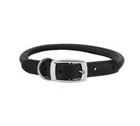 Ancol Heritage Rolled Leather Dog Collar, Black, Size 4 (35-43cm) | Reduces matting for long haired breeds; includes refined contrast stitching and sustainably uses recycled packaging.