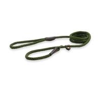Ancol Heritage Rope Slip Lead Dog Puppy Pet Training Walking Accessory Green Nylon Hand Sewn Leather Ends Weather Proof Strong Durable Lightweight 1.5 m x 8 mm