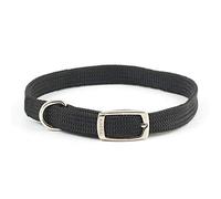Ancol Heritage Softweave Collar Dog Puppy Pet Adjustable Comfortable Lightweight Durable Black Nylon No Eyelets Solid D Ring 35 cm Size 2