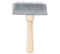 Ancol Heritage Wood Handle Soft Slicker Dog Brush Puppy Pet Grooming Tool Light Brown Wired Bristles Removes Dead Hair Tangles Promotes Glossy Coat Wooden Handle Medium