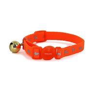Ancol Hi-Vis Reflective Cat Collar Kitten Pet Safety Neckband Orange Break Away Buckle XL Warning Bell Adjustable 20-30cm 10mm Width One Size
