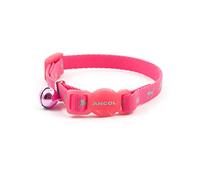 Ancol Hi-Vis Safety Kitten Collar Neon Pink Reflective Adjustable Break Away Buckle Light Bell Low Light Visibility Pet Safety Neckband One Size