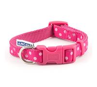 Ancol Vintage Nylon Adjustable Polka Collar - Raspberry - 20-30cm