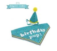 Ancol Its My Birthday Blue Dog Hat & Bandana Sparkly Stylish Pet Puppy Celebration Accessories