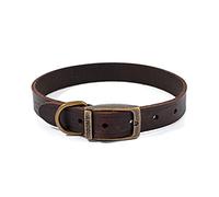 Ancol Latigo Flexible Stretchy Dog Collar Havana Leather Pet Training Accessory with Antique Gold Fixings - Soft and Resilient - Size 5-39-48 cm