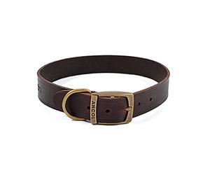 Ancol Latigo Flexible Stretchy Dog Collar Havana Leather Pet Training Accessory with Antique Gold Fixings - Soft and Resilient - Size 6 - 45-54 cm