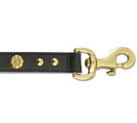 Ancol Leather Bull Terrier Lead Black English Rose Design 1m Long with Solid Brass Fittings - Padded Comfortable Durable Dog Walking Accessory