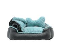 Ancol Made From Blue Teal Dog Bed Soft Machine Washable Warm Non Slip Base Pet Puppy Cushion 60x50cm