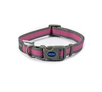 Ancol Made From Recycled Plastic Dog Collar Pink Quick Release Buckle Secure Webbing Eco Friendly Puppy Pet Accessory - Size 5-9 / Large