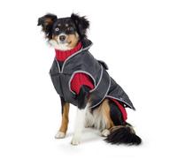 Ancol Muddy Paws 3 in 1 Combo Dog Coat & Knit Sweater - Black / Red - Waterproof Thermal Fleece Lined Coat with Acrylic Knit Pullover - All Weather Protection - Large