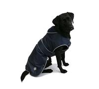 Ancol Muddy Paws All Weather Stormguard Dog Puppy Coat Navy Blue - Waterproof Pet Jacket - Fleece Lining and Chest Protector - Elasticated Neck & Leg Straps - 25 cm Length up to 43 cm Girth - XS