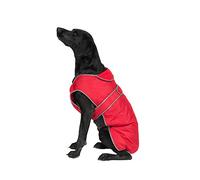 Ancol Muddy Paws All Weather Stormguard Dog Puppy Coat Poppy Red - Waterproof Pet Jacket with Fleece Lining & Chest Protector - Elasticated Neck & Leg Straps - 25 cm Length up to 43 cm Girth - XS