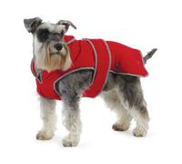 Ancol Muddy Paws All Weather Stormguard Dog Puppy Coat Poppy Red - Waterproof Pet Jacket with Fleece Lining and Chest Protector - Elasticated Neck & Leg Straps - 50 cm Length up to 79 cm Girth - Large