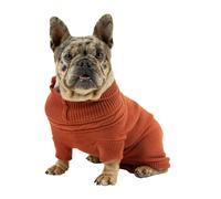 Ancol Muddy Paws Classic Cable Knit Dog Coat in Terracotta - Cosy Woollen Pet Sweater with Harness Hole, Leg Straps and Rolled Neck Puppy Pullover - XS