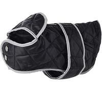 Ancol Muddy Paws Quilted Dog Coat Black - Cold Weather Protection Water Resistant Fleece Lined Reflective Edging Elasticated Straps Pet Puppy Apparel - Small - 30 cm Length / 46-56 cm Girth