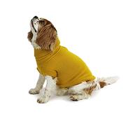Ancol Mustard Cable Knit Dog Jumper for Dog Extra Warm Woollen Sweater with Leg Straps Rolled Neck Harness Hole Mustard Pet Puppy Apparel - Large - 50cm