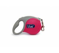 Ancol Retractable Tape Lead Viva 5m Small (20kg) Raspberry