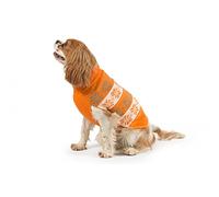 Ancol Nordic Dog Jumper Orange Cold Weather Warm Insulator Scandinavian Snowflake Pattern Ribbed Hem Pet Puppy Apparel - XS