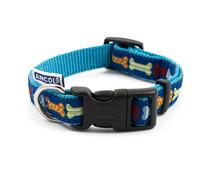 Ancol Nylon Blue Bone Adj Collar S 2-5