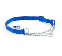 Ancol Nylon/Chain Check Dog Collar - Blue - Size: Small