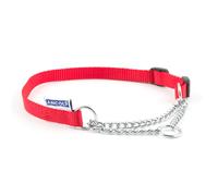 Ancol Nylon/Chain Check Dog Collar - Red - Size: Large