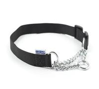 Ancol Nylon Check Chain Collar Black 55-75cm Size 7-10