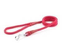 Ancol Viva Reflective Rope and Leather Snap Dog Lead - Red - Durable Weatherproof Poly Weave Puppy Walking Accessory - 1.07m x 12mm