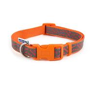 Ancol Patterned Collection Reflective Bone Dog Collar - Orange - Adjustable Nylon Puppy Neckband with Snap Buckle Fastening - Fits 30-50cm Neck