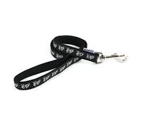 Ancol Patterned Collection You Rock Dog Lead - Black - Hardwearing Nylon Puppy Walking Accessory - 1m L 19mm W
