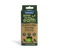 Ancol Dog Plastic-Free Poop Bag Refill – Compostable Tie-Handle Bags, Pack of 4