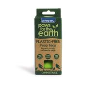 Ancol Dog Plastic-Free Poop Bag Refill – Compostable Tie-Handle Bags, Pack of 4