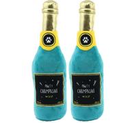 Ancol Pawty Champagne Dog Toy - Interactive Cuddly Puppy Squeaking Playing - Fun Adventure Games Pet Accessory - 38cm (Pack of 2)