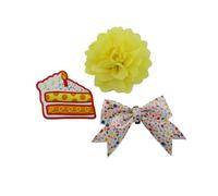 Ancol Pawty Sprinkle Cake Accessory Set - Dog Puppy Birthday Party Bow Tie, Pom Pom, Slice of Cake Outfit Collar Accessories