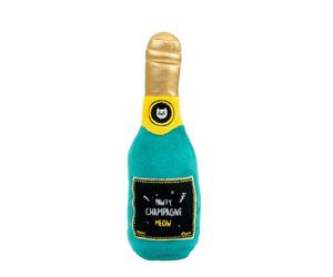 Ancol Pawty Time Plush Meow Champagne Bottle Party Cat Kicker Toy With Real Catnip