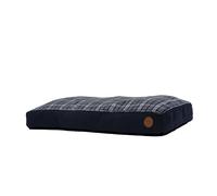 Ancol Blue and Grey Tartan Donut Dog Bed Soft Comfortable Indoor Machine Washable Warm Non Slip Mattress Cosy Heavy Duty Pet Puppy Cushion - 75x60cm
