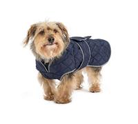 Ancol Quilted Dog Coat Navy Blue Fleece Lined Water Resistant Jacket for Dogs - Extra Warmth Winter Apparel with Lead Slot and Treat Pocket - XXL 70cm