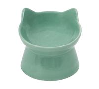 Ancol Raised Cat Feeder, Sage Green - Whisker Friendly Ceramic Cat Bowl, Shallow Anti Fatigue Design for Flat Faced Breeds, Dishwasher Safe