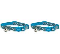 Ancol Reflective Adjustable Cat Collar with Safety Bell and Break Apart Buckle with Zig-Zag Pattern (Pack of 2)