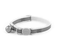 Ancol Reflective Elasticated Cat Collar Silver - colour of bell may vary