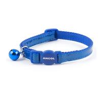 Ancol Gloss Reflective Cat Collar with Safety Buckle. Red, Blue, Silver (Blue)