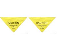Ancol Respect My Space Warning Dog Bandana Yellow Nylon for Training and Nervous Dogs - Hook and Loop Attachment - Small/Medium (Pack of 2)