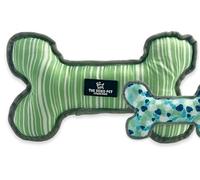 Ancol Reversible Cuddly Dog Toy Stripe Leaf Patterned Bone Toy - Double Sided Chewing Teething Cuddling Puppy Playing - Squeaking Pet Accessory