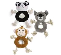 Ancol Ropey Dog Toy Pack of 3 Koala, Monkey and Panda Made From Recycled Plastics