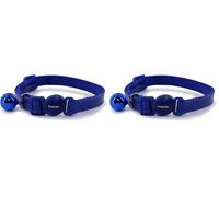 Ancol Safety Cat Collar Gloss Reflective in Blue - Comfortable Pet Accessory with Break Away Buckle - Kitten Training Walking Neckband (Pack of 2)