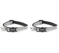 Ancol Safety Cat Collar Gloss Reflective in Silver - Comfortable Pet Accessory with Break Away Buckle - Kitten Training Walking Neckband (Pack of 2)