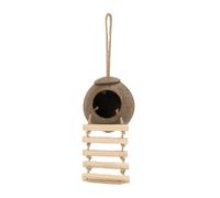 Ancol Small Animal Hanging Coconut Hide with Ladder, 38 x 11cm | Reduces stress and supports teeth health through gentle gnawing; provides a chew-friendly shelter for various small pets.