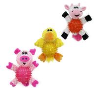 Ancol Small Bite Knobbly Ball Bellies Pack Of 3 Pig Cow Duck for small dogs and puppies
